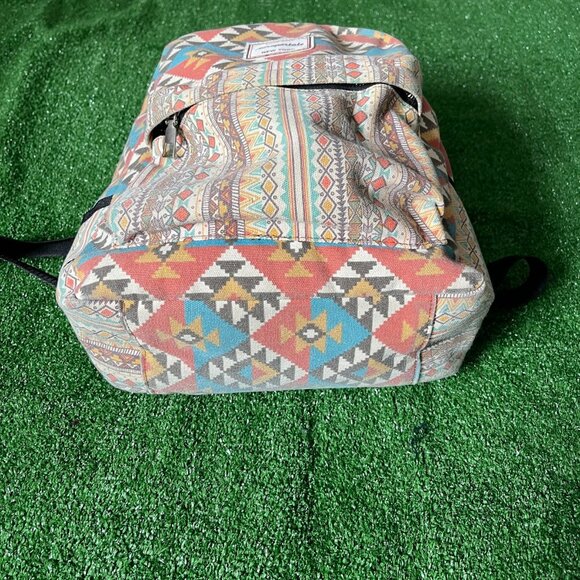 Aeropostale Geometric Pattern Bohemian Style Pockets Medium Backpack Bookbag - Picture 5 of 15